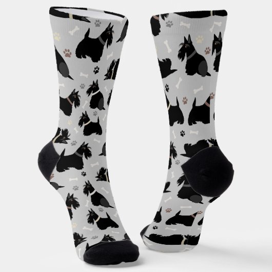 Zwarte Schotse terrier Paws en Botten Socks Sokken (Gebogen)