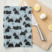 Zwarte Schotse terrier Paws en Botten Theedoek (Quarter Fold)