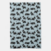 Zwarte Schotse terrier Paws en Botten Theedoek (Verticaal)