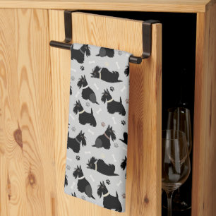 Zwarte Schotse terrier Paws en Botten Theedoek