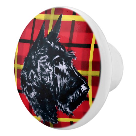 Zwarte Schotse Terriër Scotty hond keramische knop (Rechts)