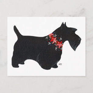 Zwarte Schotse Terriër Vakantiekraag Feestdagenkaart