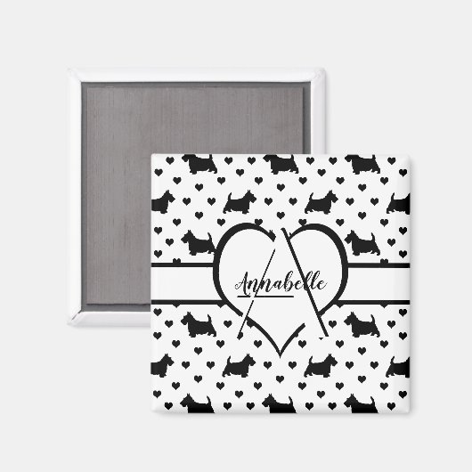 Zwarte Schotse Terriers (Scottie Dogs) - Wit Magneet (Voorkant / Achterkant)