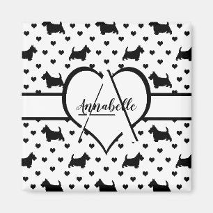 Zwarte Schotse Terriers (Scottie Dogs) - Wit Magneet
