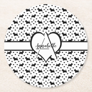 Zwarte Schotse Terriers (Scottie Dogs) - Wit Ronde Kartonnen Onderzetter