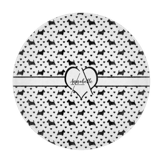 Zwarte Schotse Terriers (Scottie Dogs) - Wit Snijplank (Voorkant)