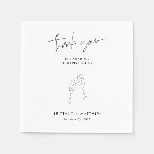 Zwarte Schreef Bruiloft Bedankt Servetten (Voorkant)