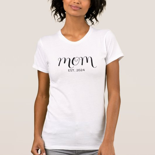 Zwarte Schrift Opgerichte Moeder T-Shirt (Voorkant)