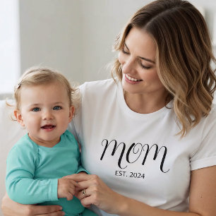 Zwarte Schrift Opgerichte Moeder T-Shirt