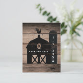Zwarte Schuur Bruin Hout Rustieke Trouw Save The D Aankondigingskaart (Staand voorkant)