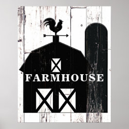 Zwarte Schuur Witte Houten Rustieke Boerderij Muur Poster