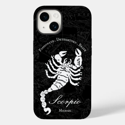 Zwarte Scorpio Zodiac Astrology Personality Custom Case-Mate iPhone Case (Achterkant)