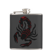 Zwarte Scorpion met rode accessoires Heupfles (Voorkant)