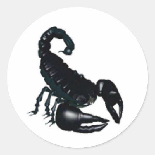 Zwarte Scorpion Ronde Sticker (Voorkant)