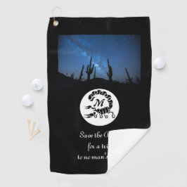 Zwarte Scorpion Silhouette Monogram Foto Golfhanddoek