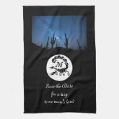 Zwarte Scorpion Silhouette Monogram Foto Theedoek (Verticaal)