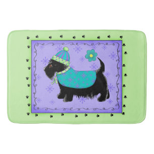 Zwarte Scottie Dog Decorative Lime Green Lavender Badmat