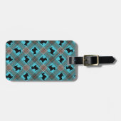 Zwarte Scottie Dog Pset Tartan Bagagelabel (Voorkant horizontaal)