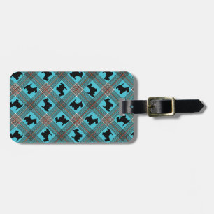 Zwarte Scottie Dog Pset Tartan Bagagelabel