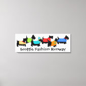 Zwarte Scottie Dogs Mode Runway Turquoise Art Canvas Afdruk (Voorkant)