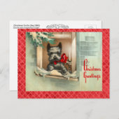 Zwarte Scottie Hond in Raam Rood Feestdagenkaart (Voorkant / Achterkant)