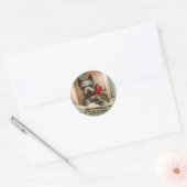 Zwarte Scottie Hond in Raam Rood Ronde Sticker (Envelop)
