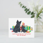 Zwarte Scottie & Pup Kerstmis Feestdagenkaart (Staand voorkant)