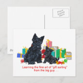 Zwarte Scottie & Pup Kerstmis Feestdagenkaart (Voorkant / Achterkant)