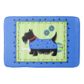 Zwarte Scottie Terrier Blue en Lime Green Badmat (Voorkant)