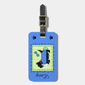 Zwarte Scottie Terrier Dog Name Persoonlijk Blauw Bagagelabel (Voorkant verticaal)