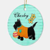 Zwarte Scottie Terrier Dog Name Persoonlijk Blauwg Keramisch Ornament (Links)