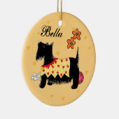 Zwarte Scottie Terrier Dog Name Persoonlijk Geel Keramisch Ornament (Rechts)