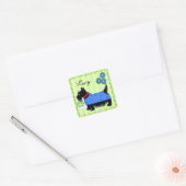 Zwarte Scottie Terrier Dog Name Persoonlijk Groen Vierkante Sticker (Envelop)