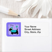 Zwarte Scottie Terrier Dog Name Persoonlijk Paars Etiket (Insitu)