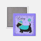 Zwarte Scottie Terrier Dog Name Persoonlijk Paars Magneet (Voorkant / Achterkant)