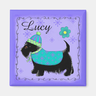Zwarte Scottie Terrier Dog Name Persoonlijk Paars Magneet