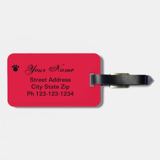 Zwarte Scottie Terrier Dog Name Persoonlijk Rood Bagagelabel (Achterkant horizontaal)