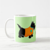 Zwarte Scottie Terrier Dog Oranje Name Persoonlijk Koffiemok (Links)