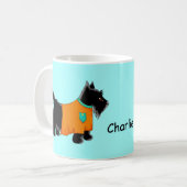 Zwarte Scottie Terrier Dog Oranje Name Persoonlijk Koffiemok (Voorkant links)