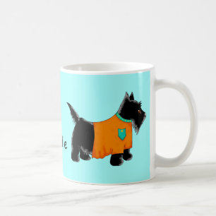 Zwarte Scottie Terrier Dog Oranje Name Persoonlijk Koffiemok