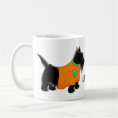 Zwarte Scottie Terrier Dog Oranje Name Persoonlijk Koffiemok (Links)