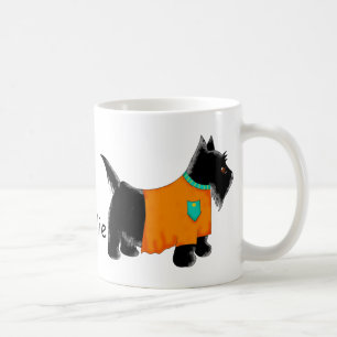 Zwarte Scottie Terrier Dog Oranje Name Persoonlijk Koffiemok