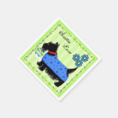 Zwarte Scottie Terrier Dog Persoonlijk Groen Servet (Hoek)