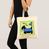 Zwarte Scottie Terrier Dog Persoonlijk Groen Tote Bag (Voorkant (product))