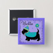 Zwarte Scottie Terrier Hond Gepersonaliseerde Naam Vierkante Button 5,1 Cm (Voorkant /achterkant)