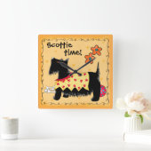 Zwarte Scottie Time Terrier Dog Personalized Yello Vierkante Klok (Huis)
