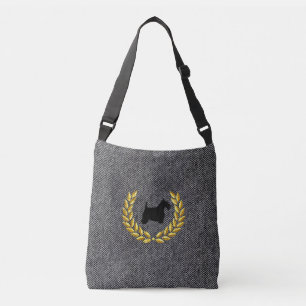 Zwarte Scottie & Wreath Herringbone Crossbody Tas