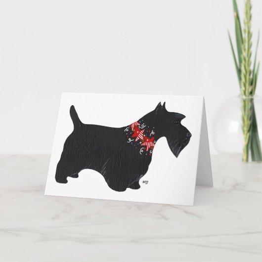 Zwarte Scottish Terrier Holiday Collar Feestdagen Kaart (Voorkant)