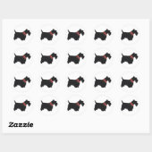 Zwarte Scottish Terrier Holiday Collar Ronde Sticker (Vel)