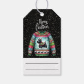 Zwarte Scotty Dog Lelijke Kersttrui Cadeaulabel (Voorkant)